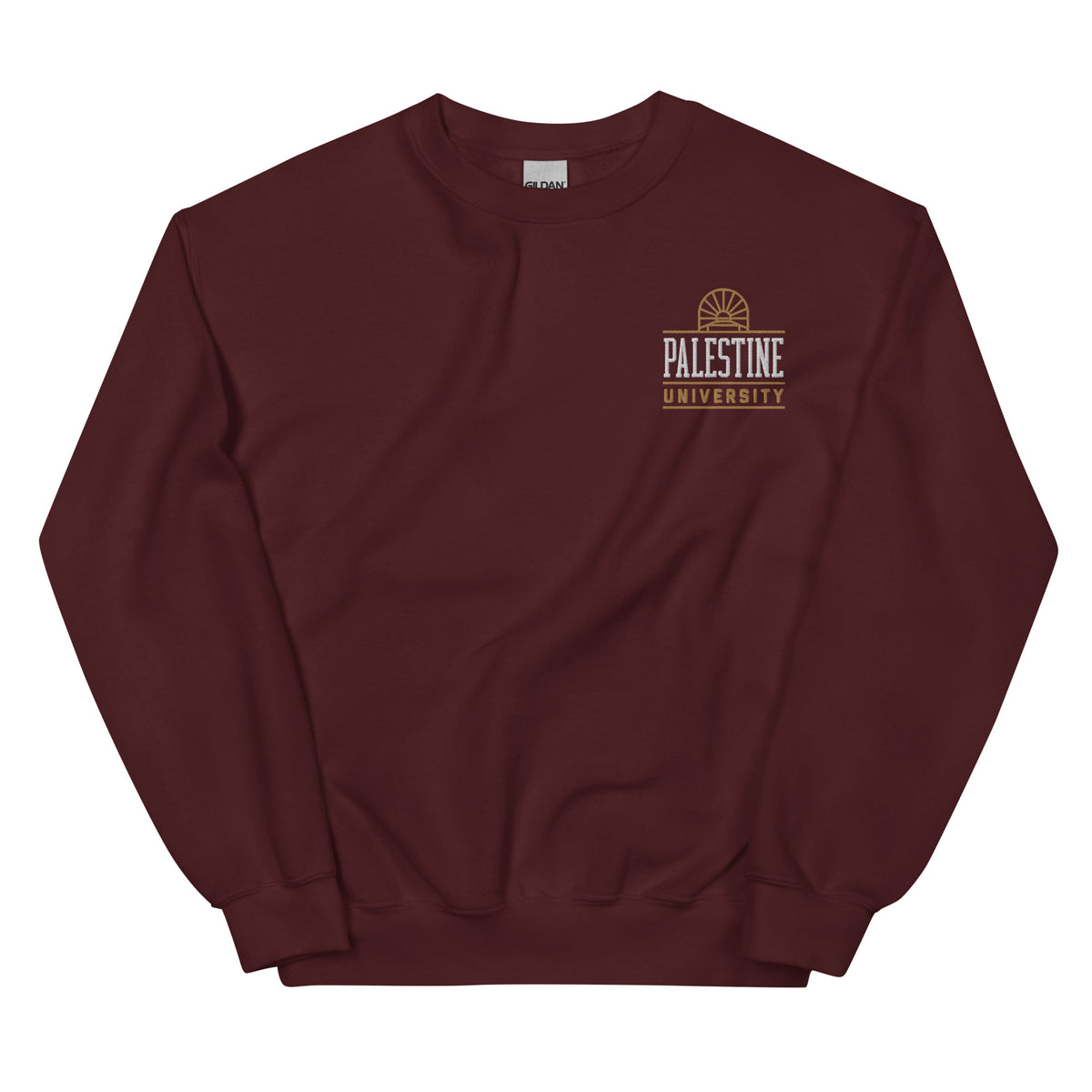 Palestine University classic sweatshirt in maroon by Dar Collective