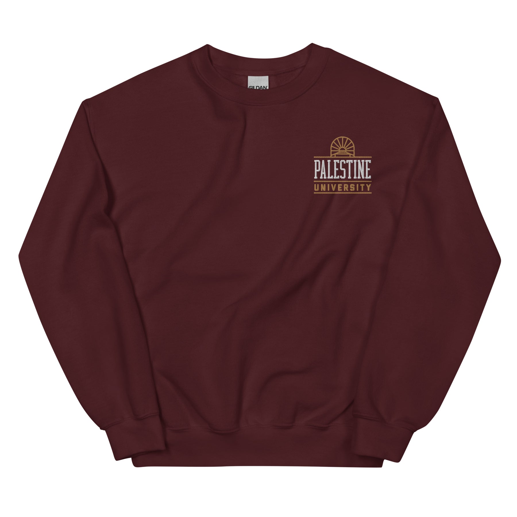 Palestine University classic sweatshirt in maroon by Dar Collective