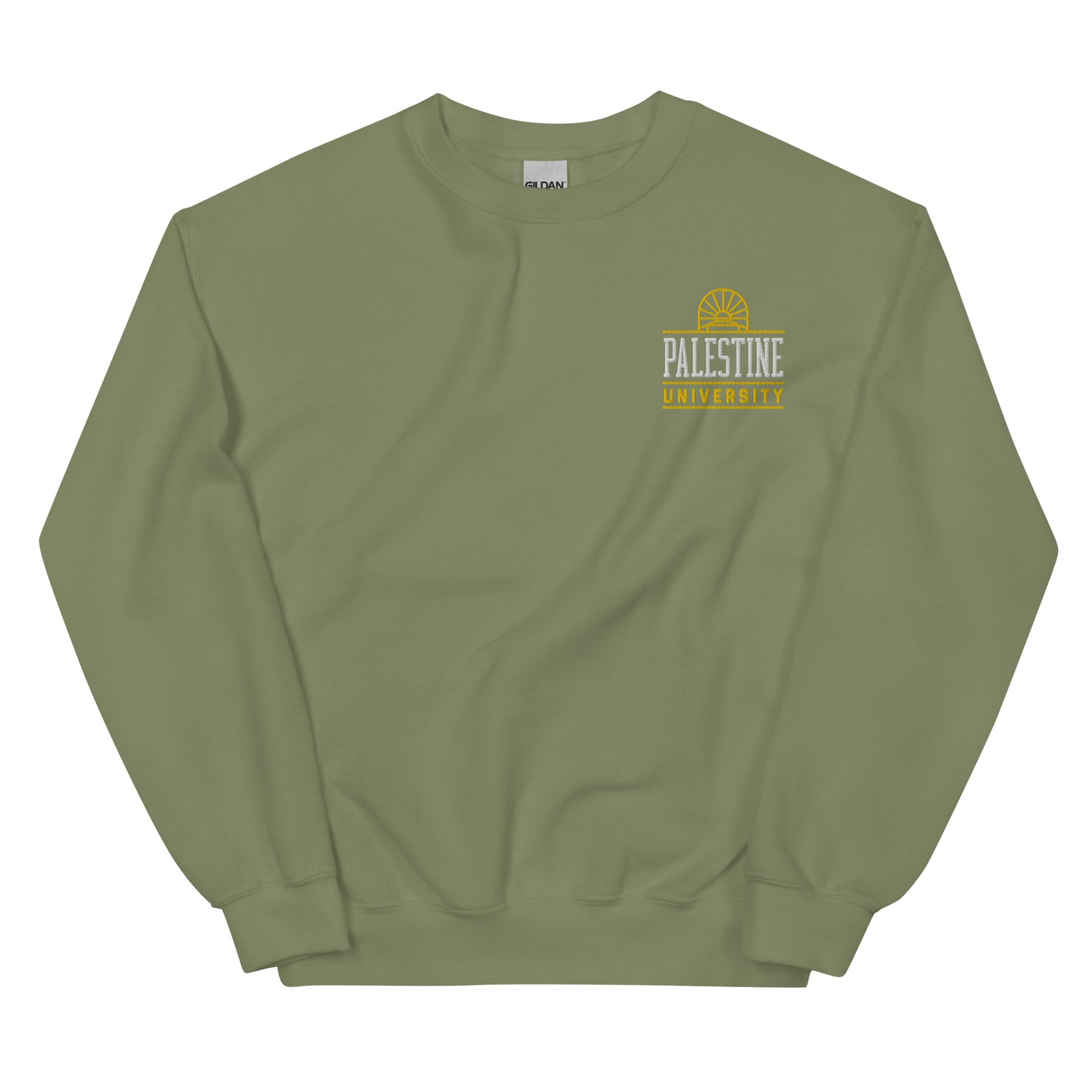 Palestine University classic sweatshirt in green by Dar Collective