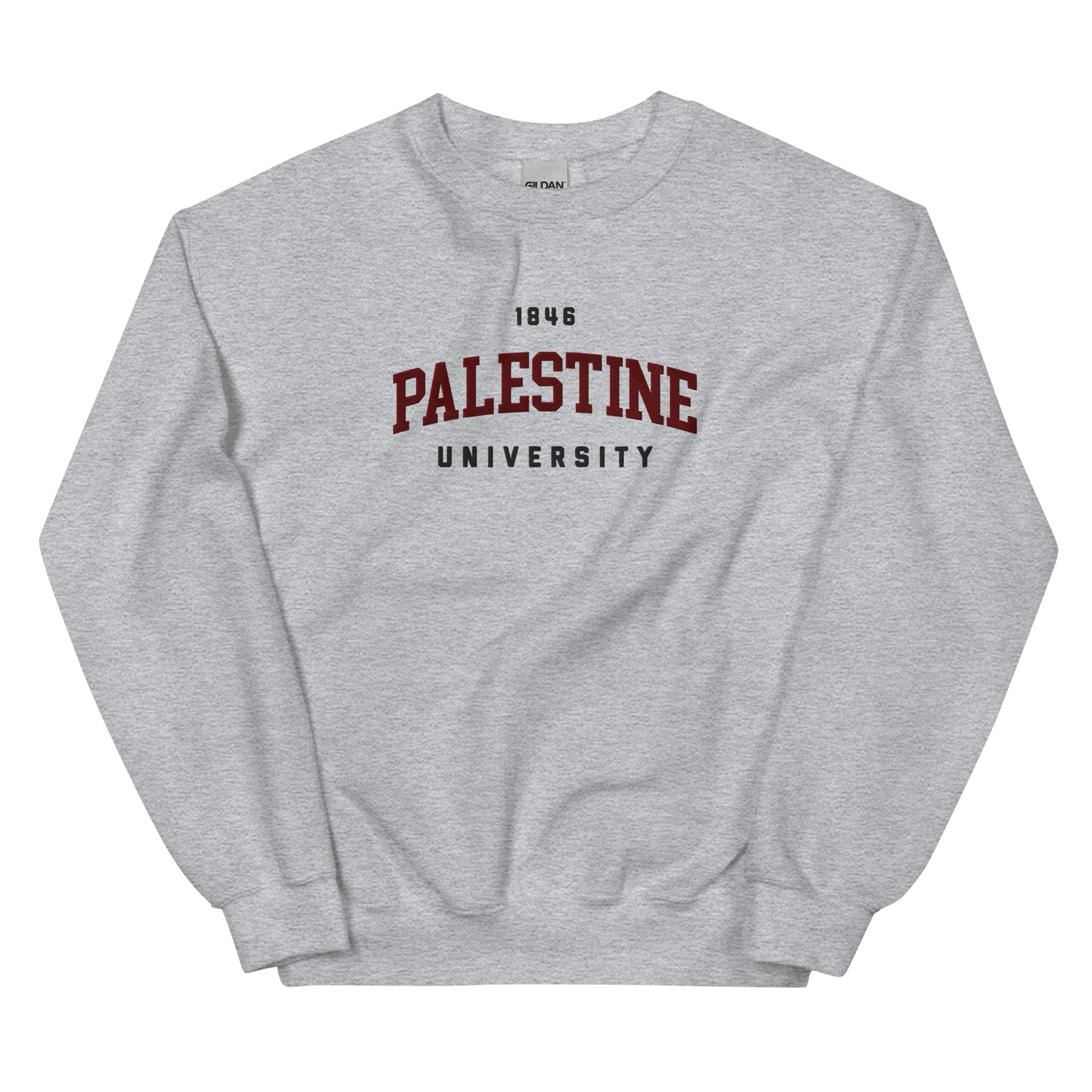 Palestine University 1846 sweatshirt in grey by Dar Collective