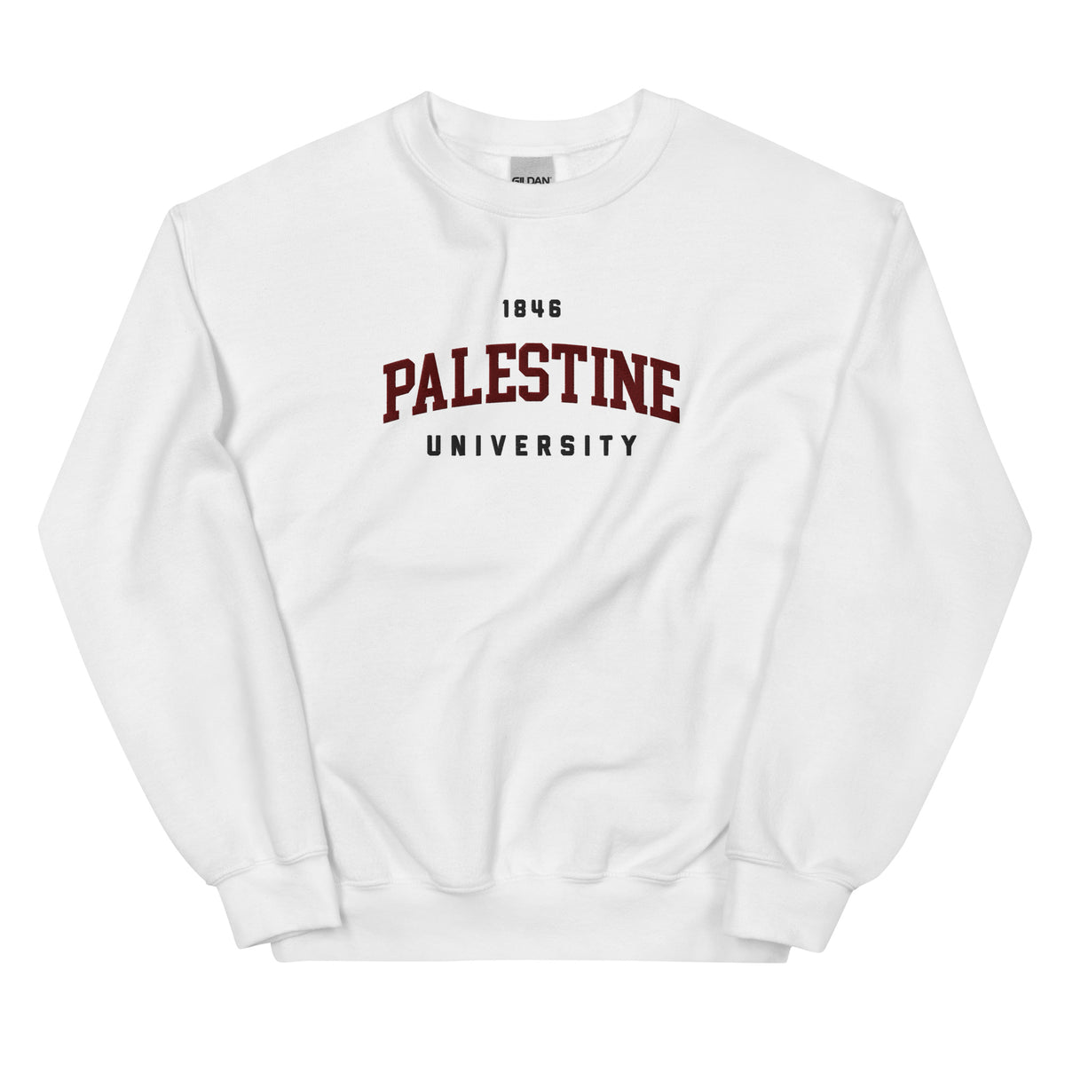 Palestine University 1846 sweatshirt in white by Dar Collective