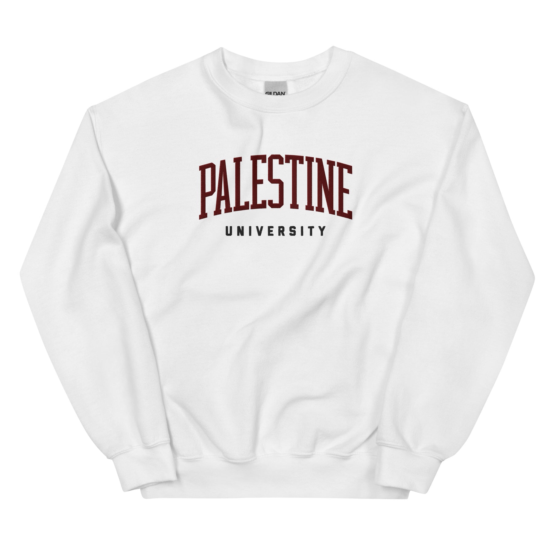 Palestine university sweatshirt in white by Dar Collective