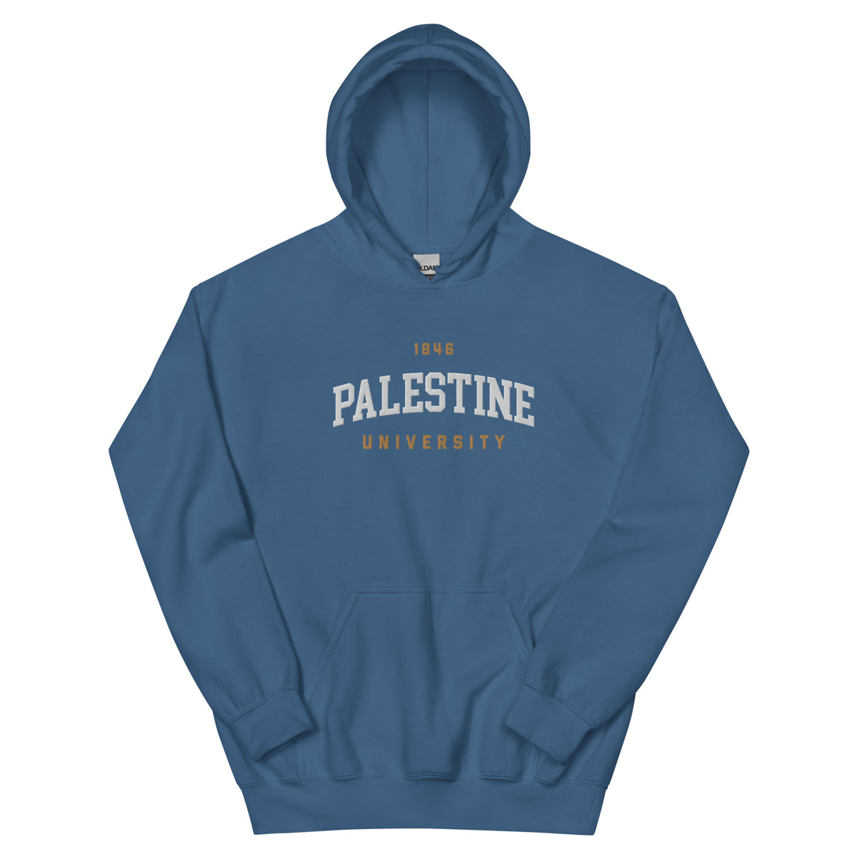 Palestine University 1846 hoodie in blue by Dar Collective