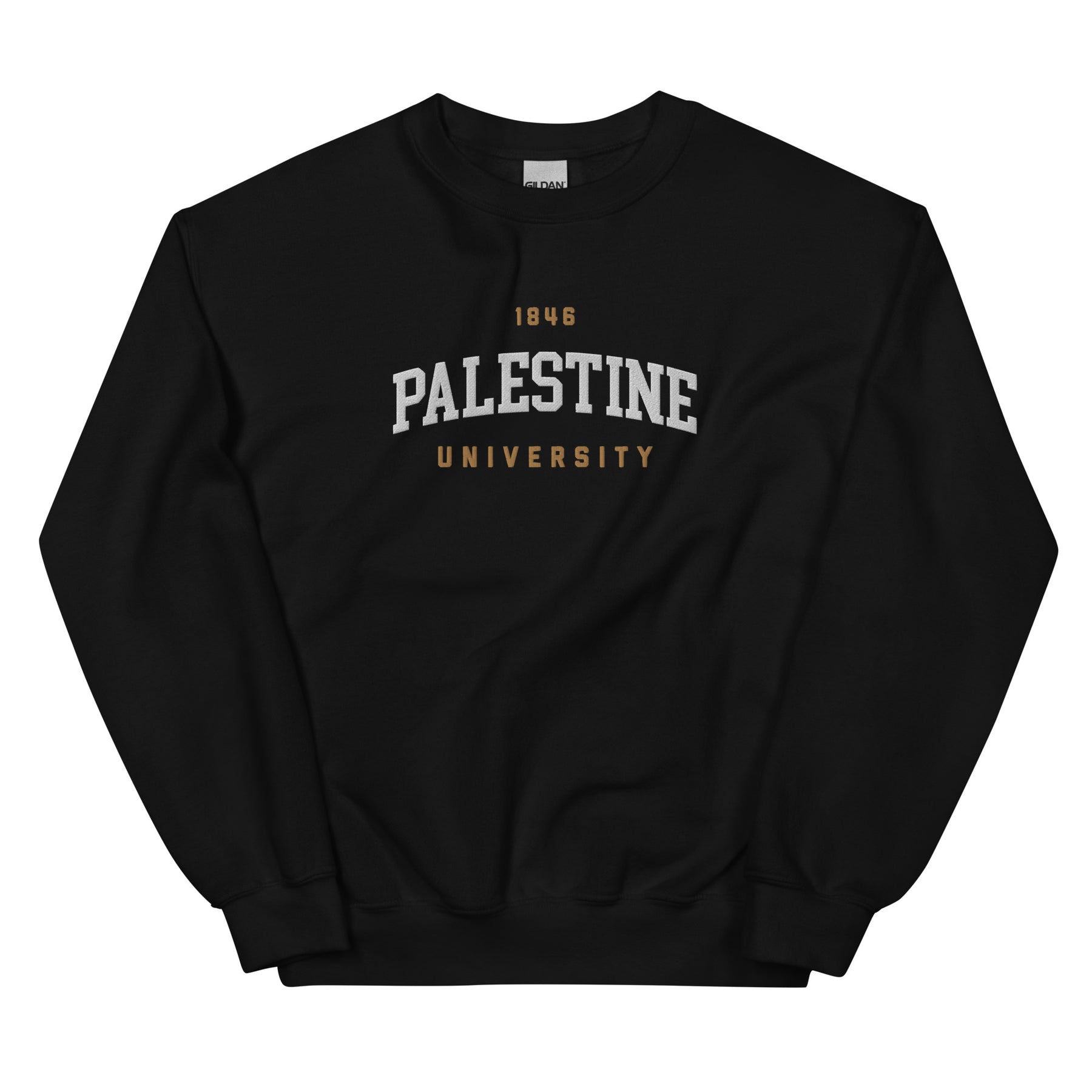 Palestine University 1846 sweatshirt in black by Dar Collective