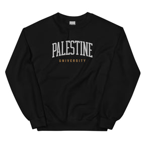 Palestine university sweatshirt in black by Dar Collective
