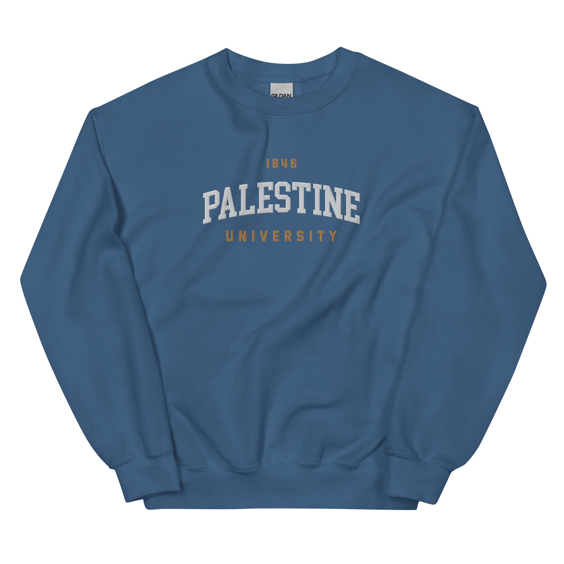 Palestine University 1846 sweatshirt in blue by Dar Collective