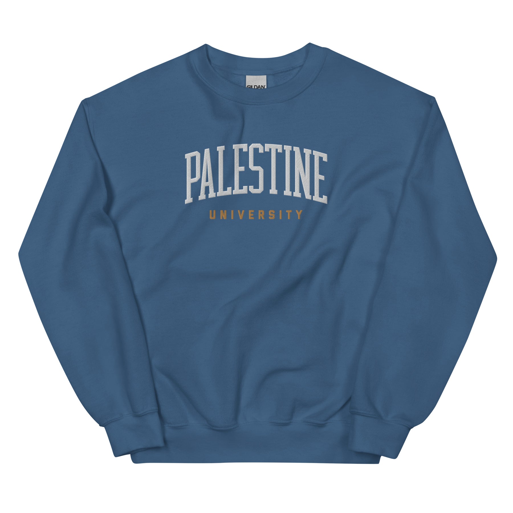 Palestine university sweatshirt in blue by Dar Collective