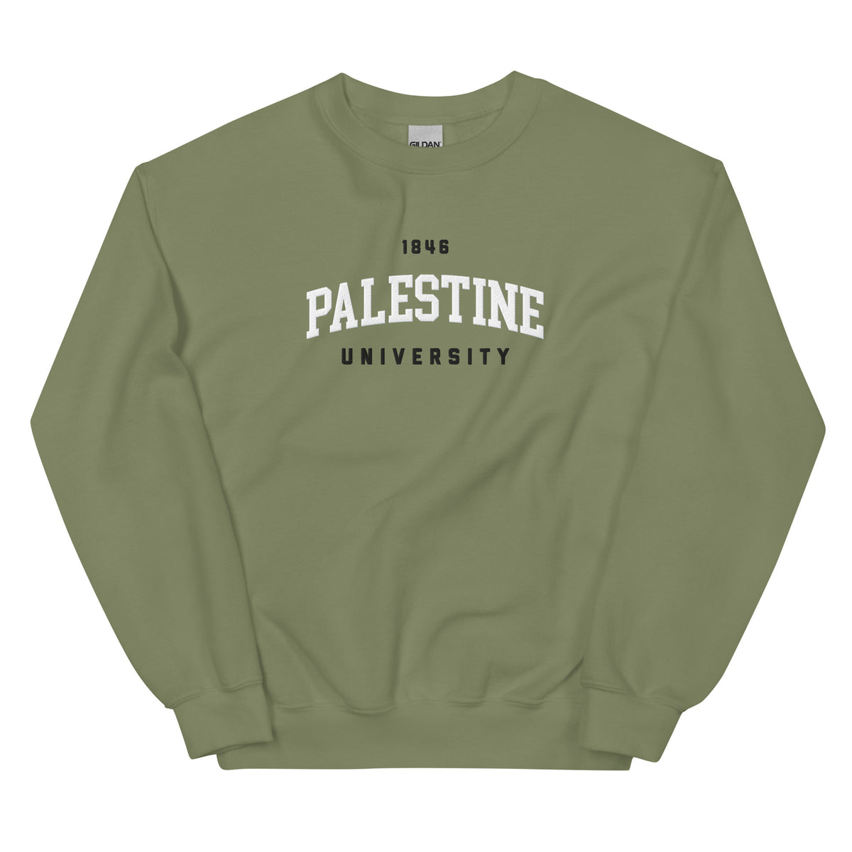 Palestine University 1846 sweatshirt in green by Dar Collective