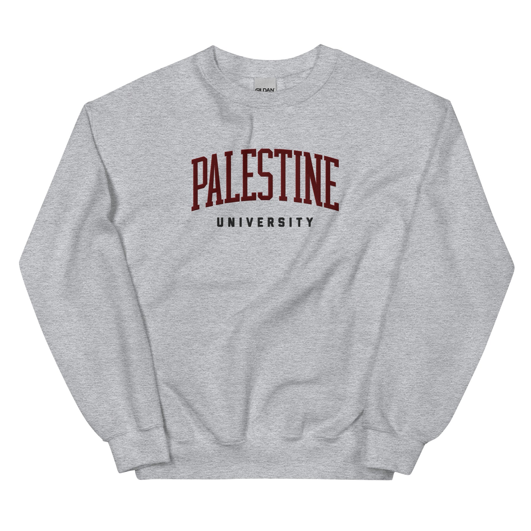 Palestine university sweatshirt in grey by Dar Collective