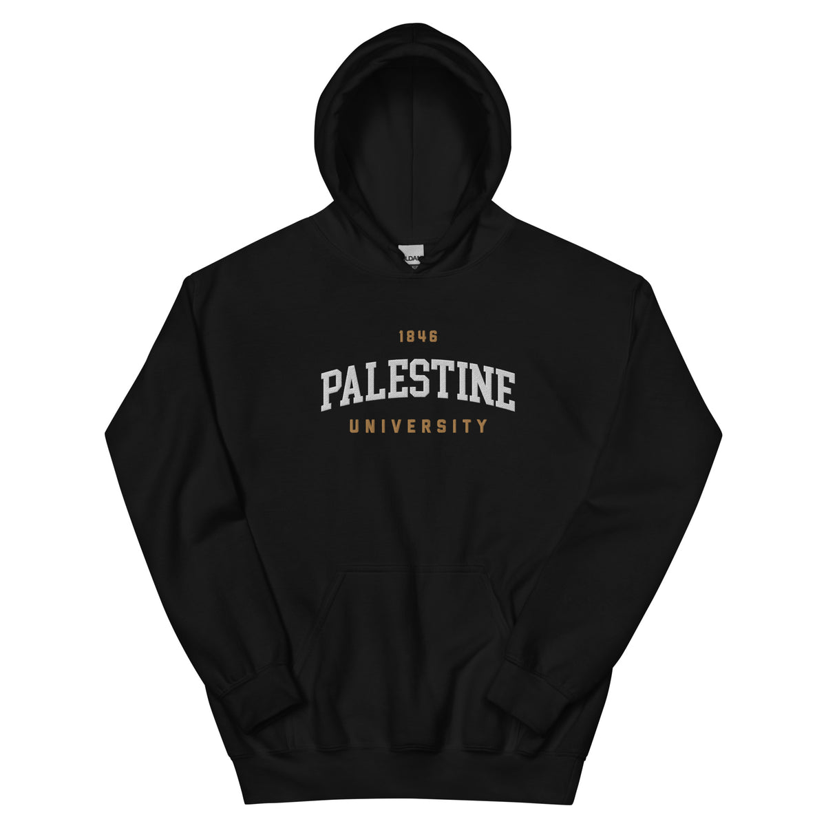 Palestine University 1846 hoodie in black by Dar Collective