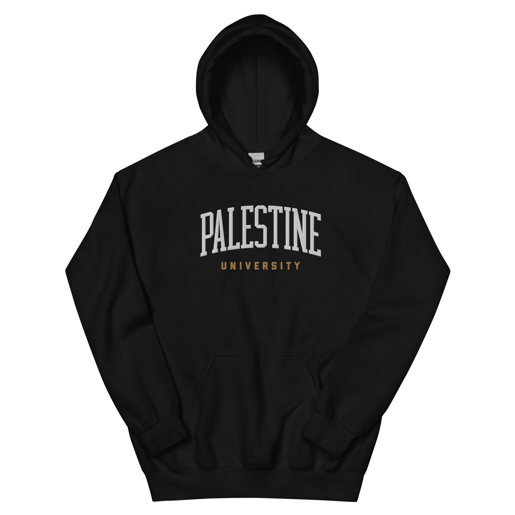Palestine university hoodie in black by Dar Collective