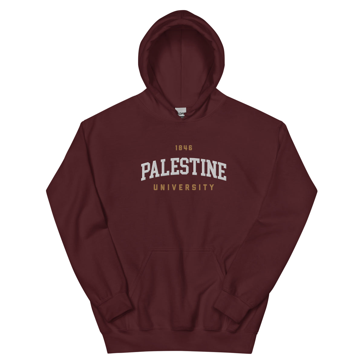 Palestine University 1846 hoodie in maroon by Dar Collective