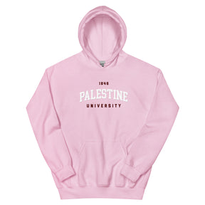 Palestine University 1846 hoodie in pink by Dar Collective