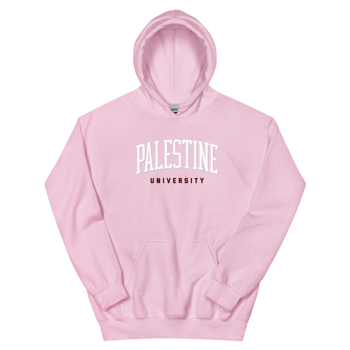 Palestine university hoodie in pink by Dar Collective