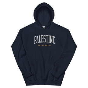 Palestine university hoodie in navy by Dar Collective