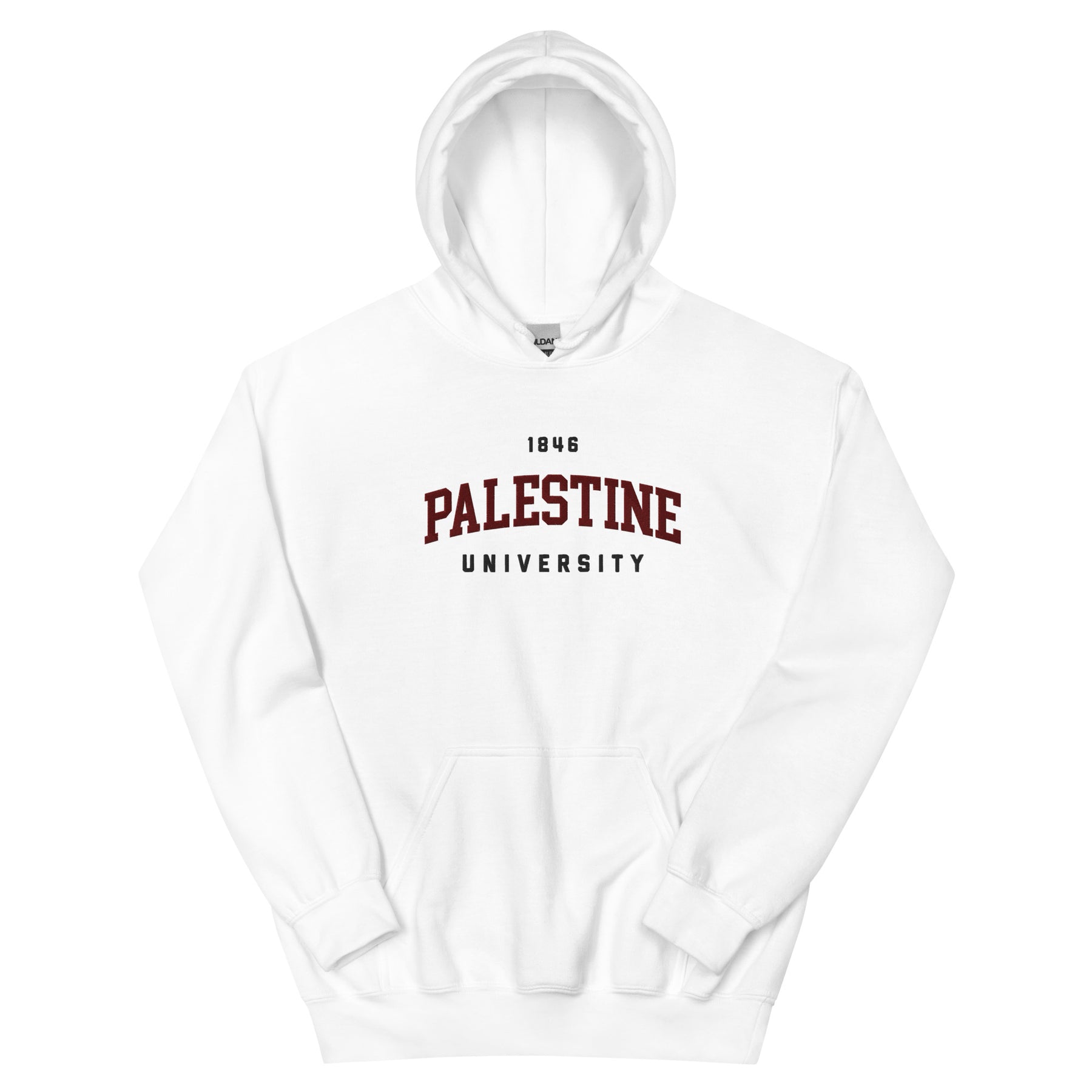 Palestine University 1846 hoodie in white by Dar Collective